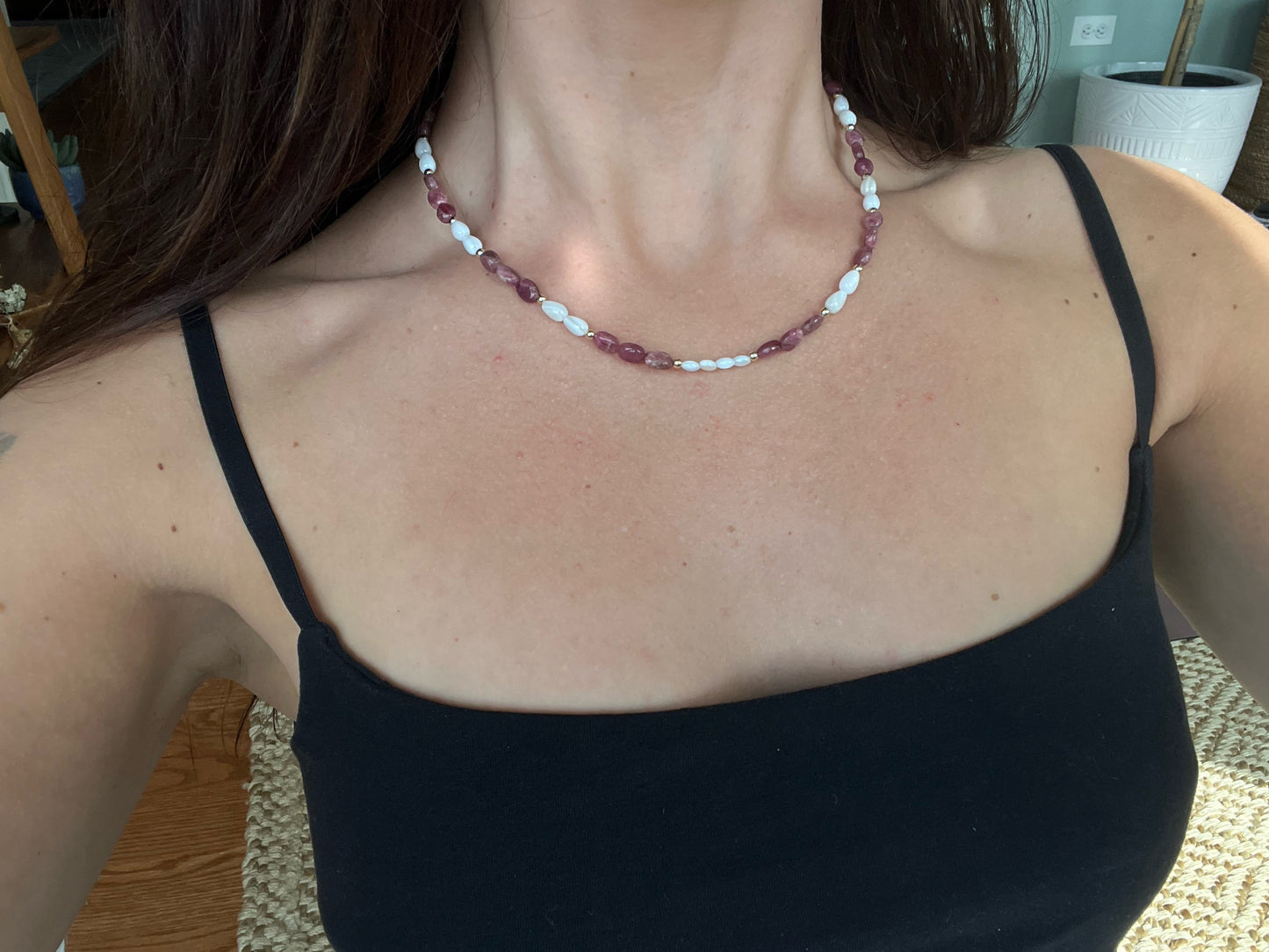 Pink Tourmaline & Shell